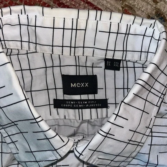 Mexx Men’s Short Sleeve Dress Shirt -Black -White Print - Sz XXL-VGUC​ - Picture 6 of 6